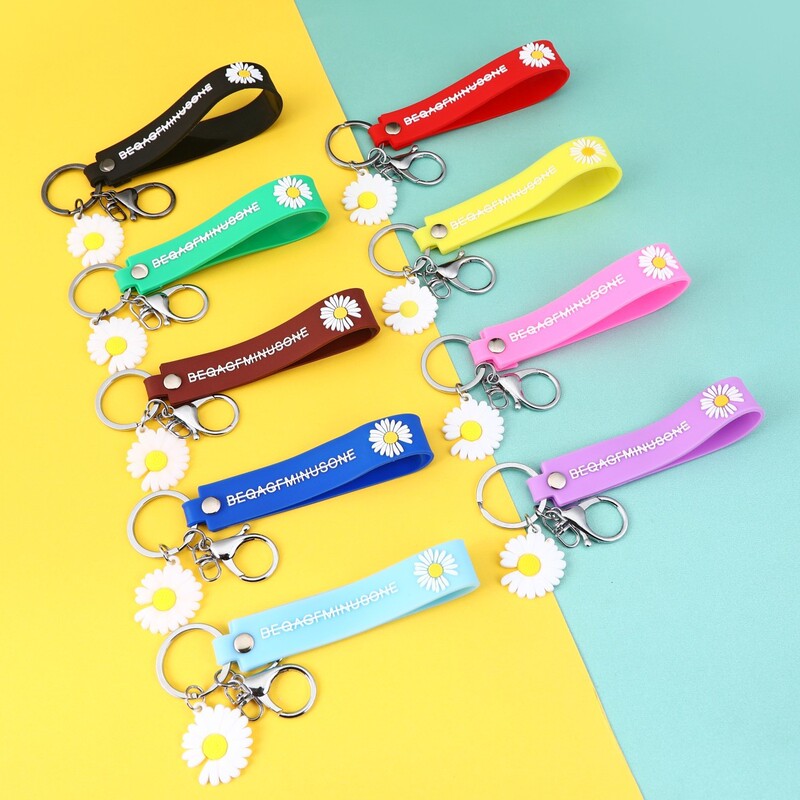 Silicone Pvc Rubber Bracelet Keychain Ring Strap for Bags with Printed Logo Car Key