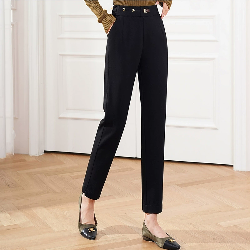 Модная мама носит повседневные брюки с высокой талией 2024 Весна Новый облегающие прямые шаровары в западном стиле брюки для среднего и пожилого возраста