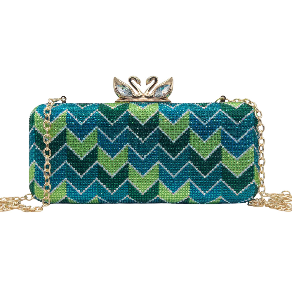 Clutch nữ đính đá lấp lánh hai mặt cầm tay dự tiệc — Đen trắng, màu hồng, màu vàng, màu đỏ chi tiết 22