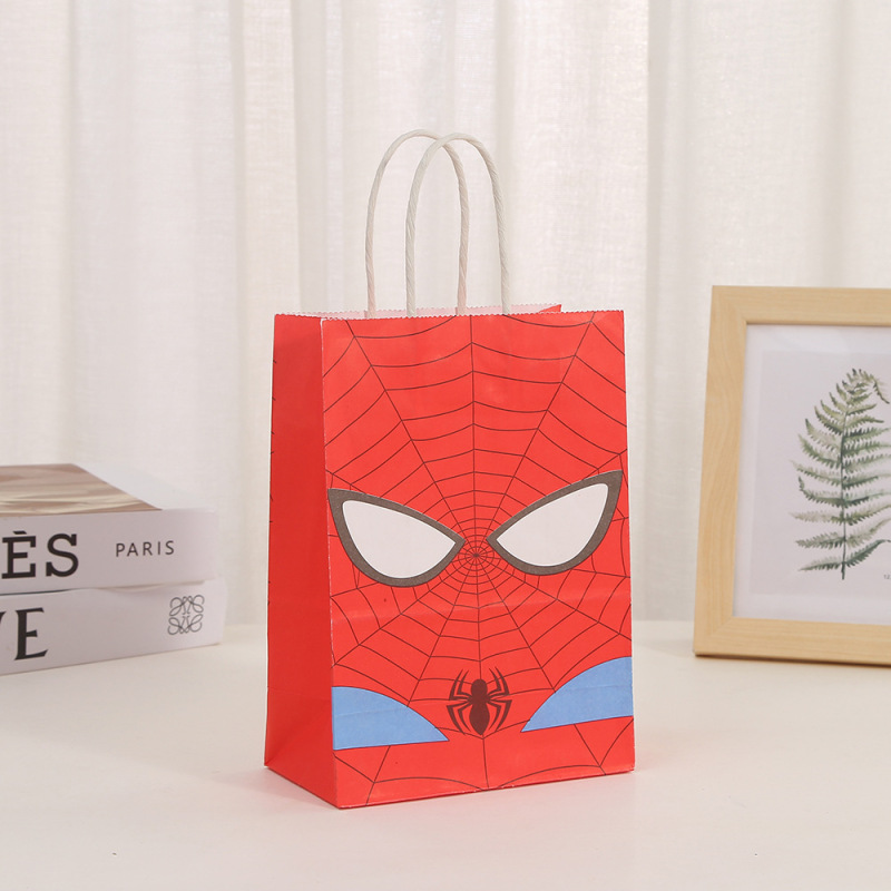 ホット販売漫画スパイダーマンアニメーションコレクション子供の誕生日クラフト紙ショッピングモールショッピングクラフト紙トートバッグ|undefined
