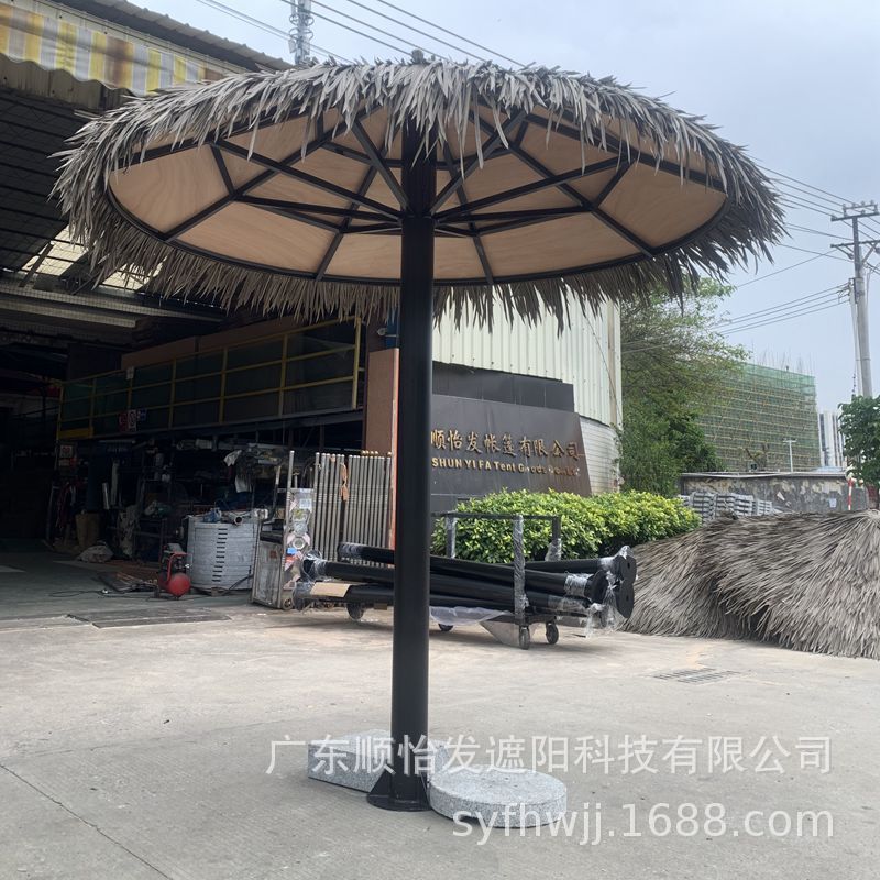 Outdoor steel structure Simulation thatch umbrella mid -pillar umbrella umbrella umbrella, rainfall sunscreen beach scenic area decorative umbrella solar umbrella 4