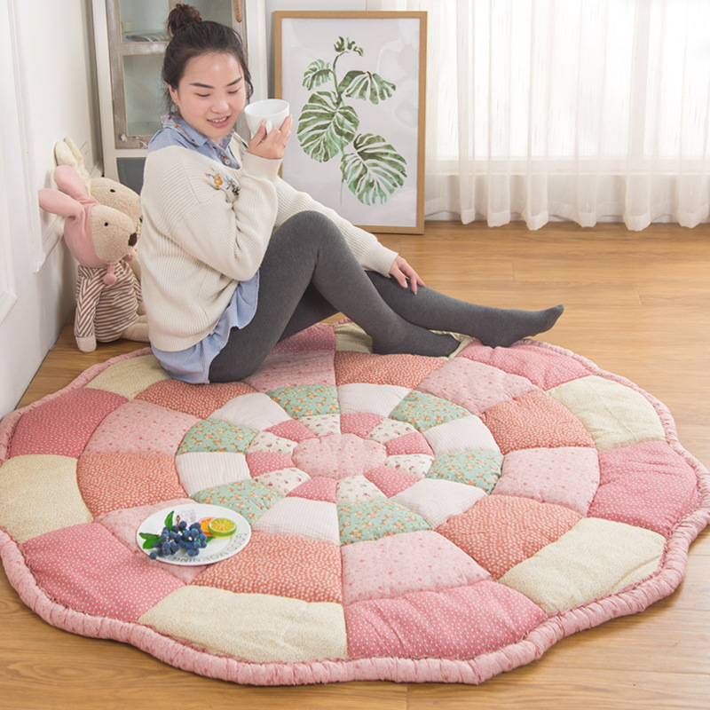 Export Korea handmade Cotton Patchwork floor mat thickened non-slip bedside bedroom tatami crawling blanket machine washable