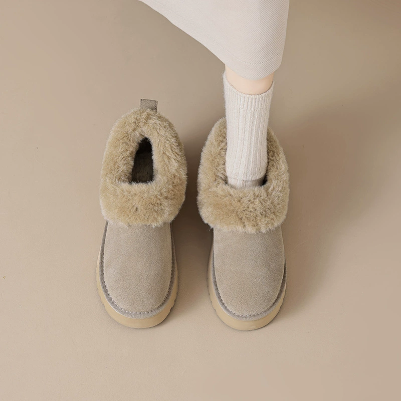 Женские зимние ботинки Augu Shiden 2025: новые утепленные короткие ботинки на толстой подошве с меховой отделкой, для активного отдыха, на флисовой подкладке