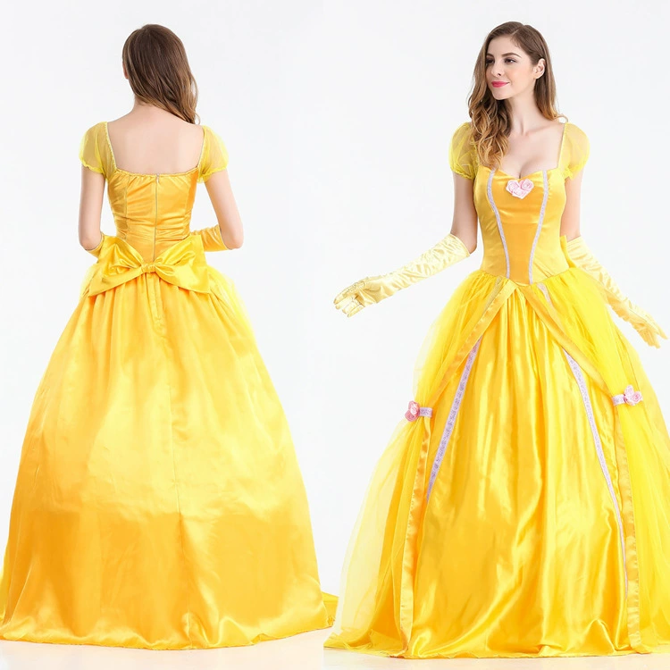 Красавица и чудовище осплей Белль принцесса юбка анимация костюм спектакль один кусок с волосами