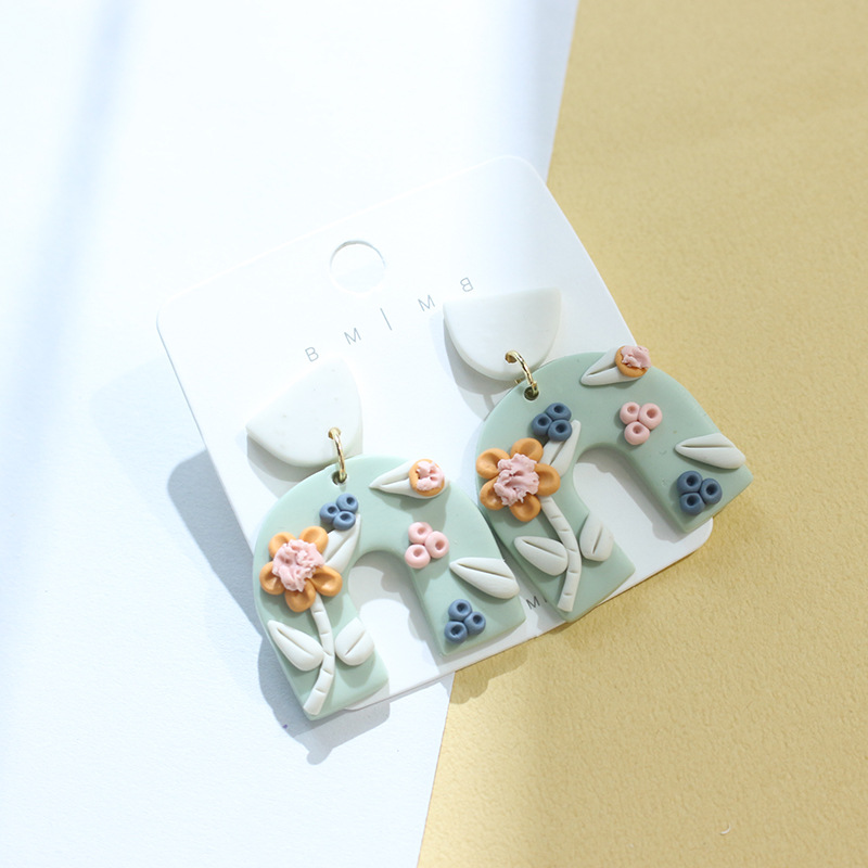 20g Weight Drop Earrings Classification 1 Pair Quantity Daily Occasion soft clay Material Water Droplets Pattern Women'S Gender Handmade Design Retro Style 1 Pair Retro Water Droplets Soft Clay Handmade Women's Drop Earrings 5