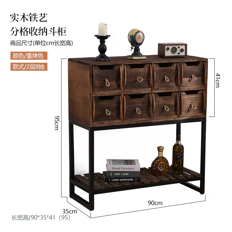 Venta al por mayor de almacenamiento de hierro vintage pintado pecho de cajones gabinete pasillo pequeño apartamento TV gabinete dormitorio almacenamiento balcón gabinete