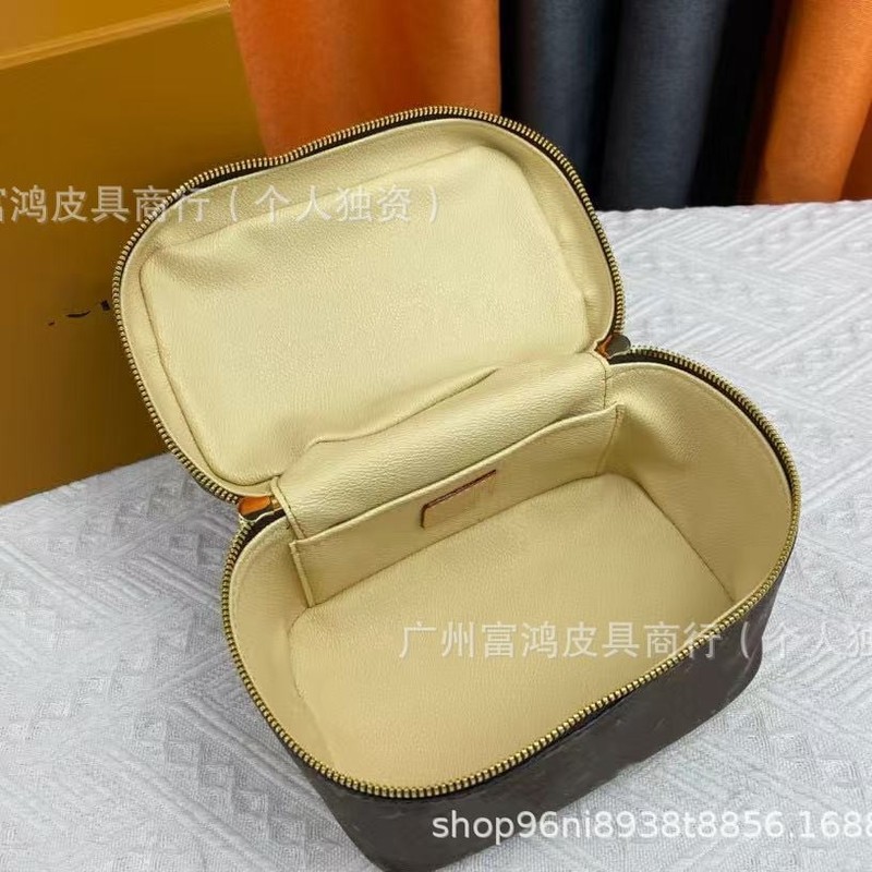 跨境货源2025年新款老花化妆包真皮女士手提包nicenano盒子洗漱包|undefined