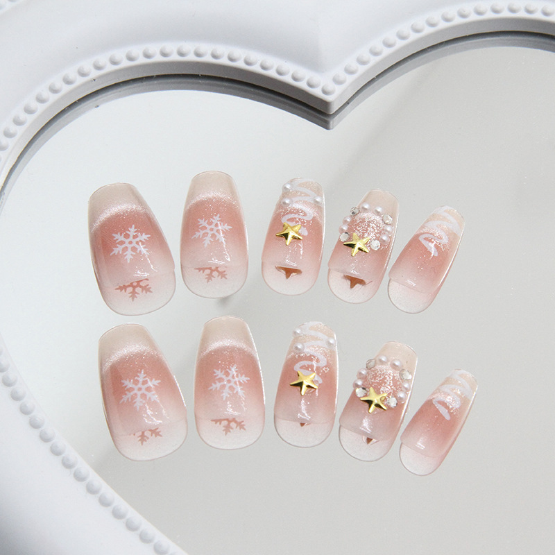 Smiling Cat's Eye False Star Christmas Wearing Removable Snowflake powder blusher Nail_voghion.com