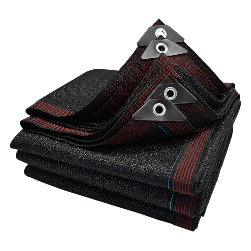 Venta al por mayor borde negro de perforación red de protección solar engrosada sombreado aislamiento térmico neto patio balcón flor sombreado sombrilla neta