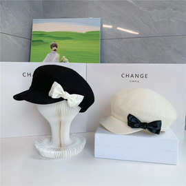 时尚轻奢八角帽透气蝴蝶结鸭舌帽春夏防晒遮阳帽百搭显脸小报童帽