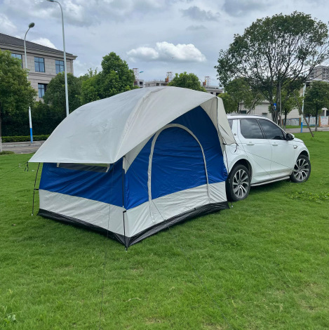 Cool Blue Outdoor Car Rear Tent Camping Double-Layer SUV Car Roof Tent Canopy Beach Tent Portable Tent