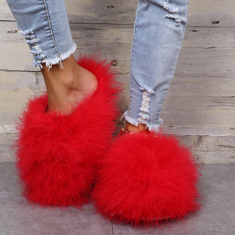 Solid Color Thicken Plush Slippers NSKJX112133