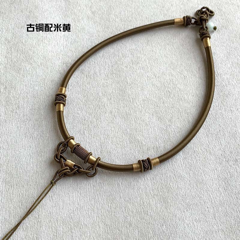 翡翠ロープ手編みロープ黒ロープ首輪翡翠ペンダントストラップネックレスロープ結び翡翠ペンダントストラップペンダントストラップ男性と女性用|undefined