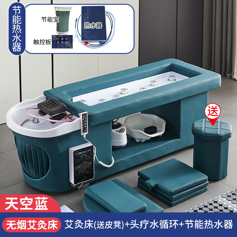 Azul cielo-cama de moxibustión + CIRCULACIÓN DE AGUA + calentador de agua