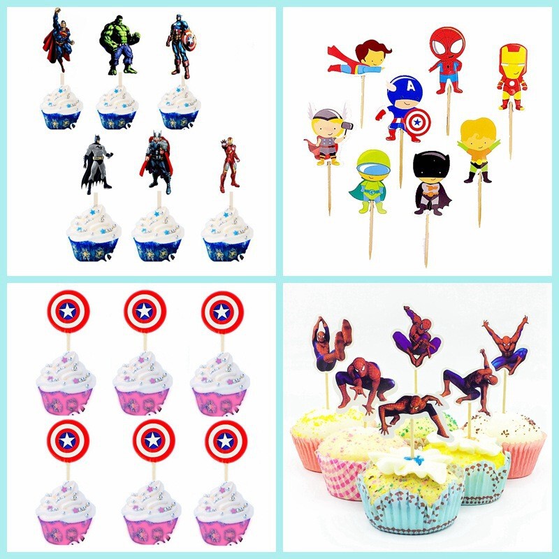 Cartoon Avengers Hero Spider-Man Batman Cake Topper Birthday Party Decoration Insert Cartoon Avengers Hero Spider-Man Batman Cake Topper Birthday Party Decoration Insert