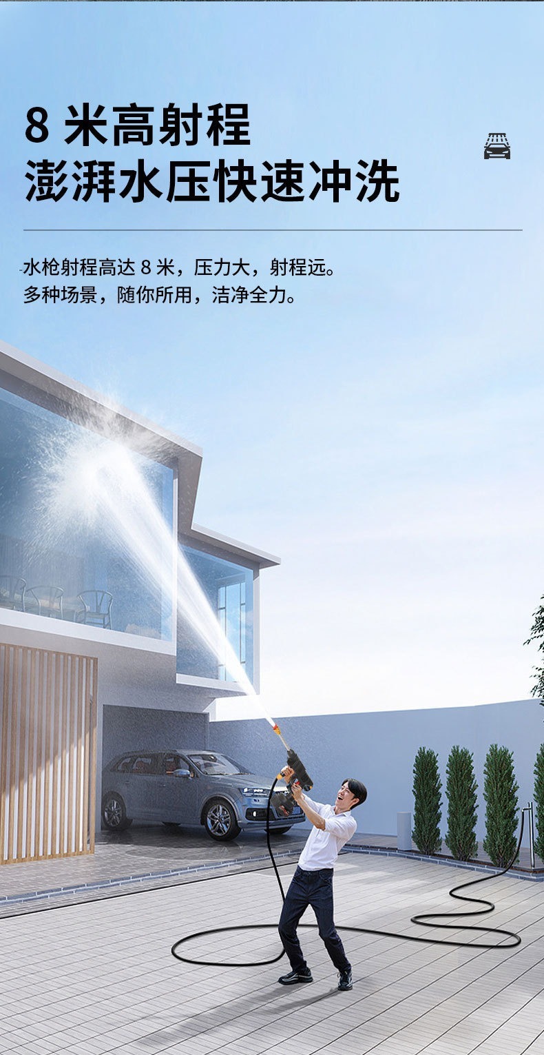 Cross-Border New Wireless Home Car Washing Machine Portable Powerful Water Spray Gun Rechargeable Lithium Battery Car Washing High-Pressure Water Gun
