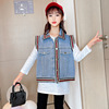 Denim spring vest, children's jacket, 2023 collection, Korean style, internet celebrity, suitable for teen, western style