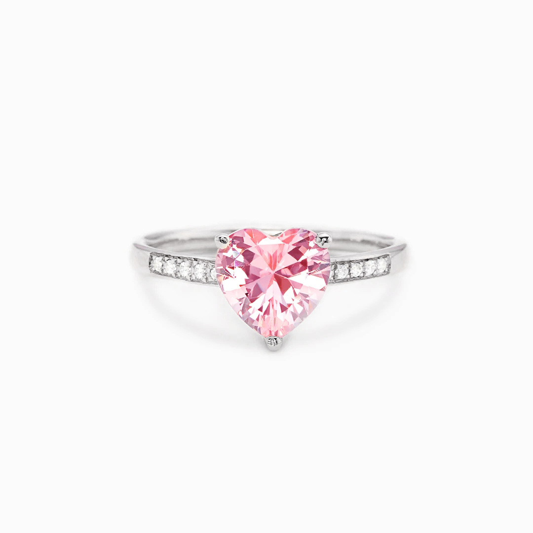 7g Weight 925 Sterling Silver Zircon Heart Shape Rings