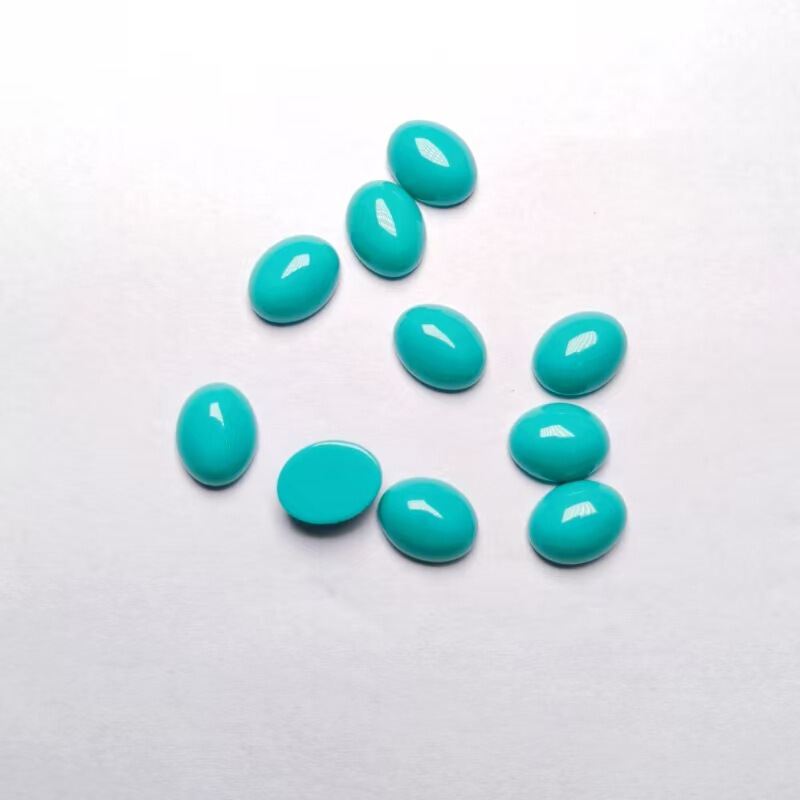 Synthetic Turquoise Flats-Bottomed Semicircular Plain Loose Stones Wholesale Oval Ring Surface Combined with Handmade DIY Jewelry Accessories