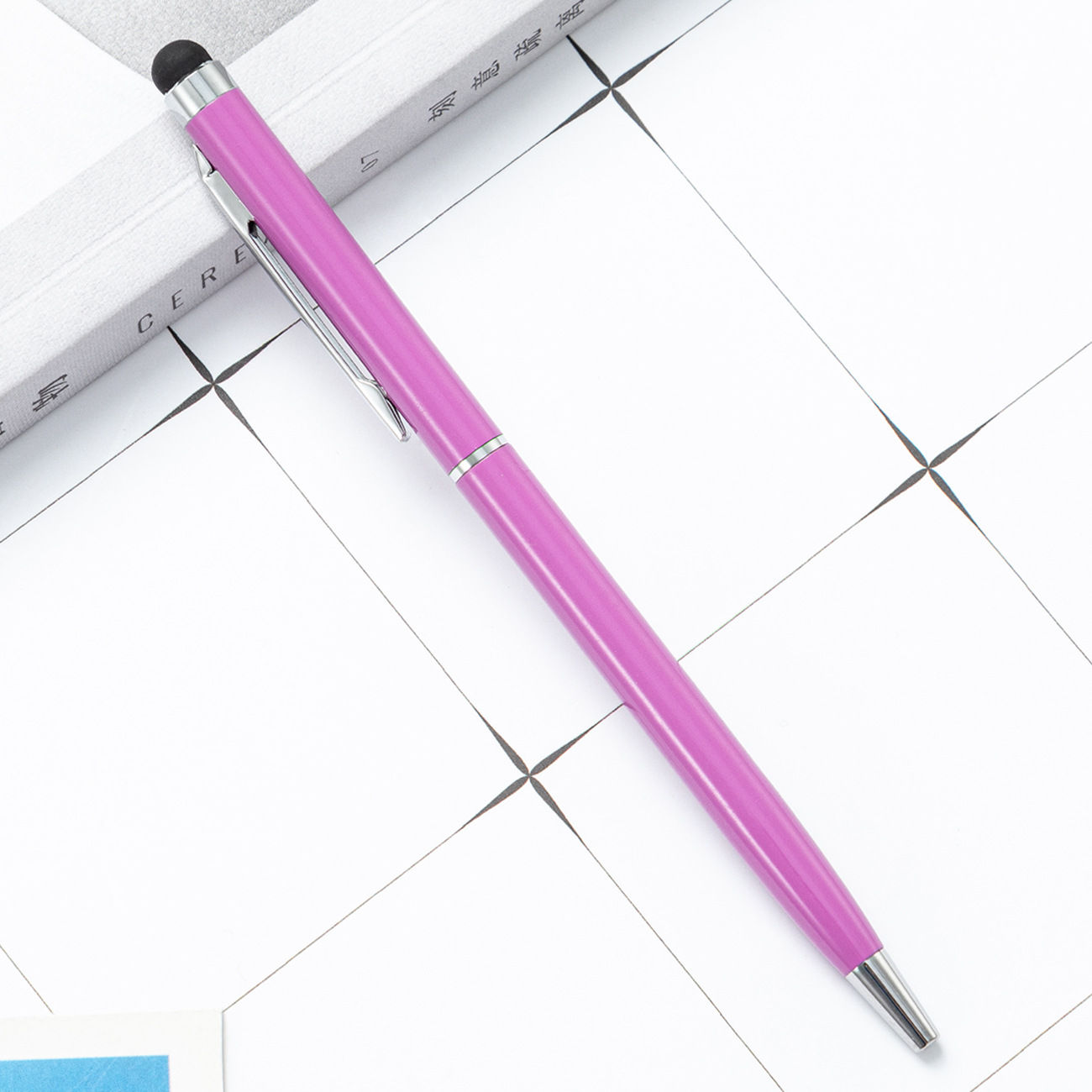 Metal pluma capacitiva varilla de aluminio cabeza de pantalla táctil teléfono móvil táctil bolígrafo de doble propósito regalo táctil pluma al por mayor