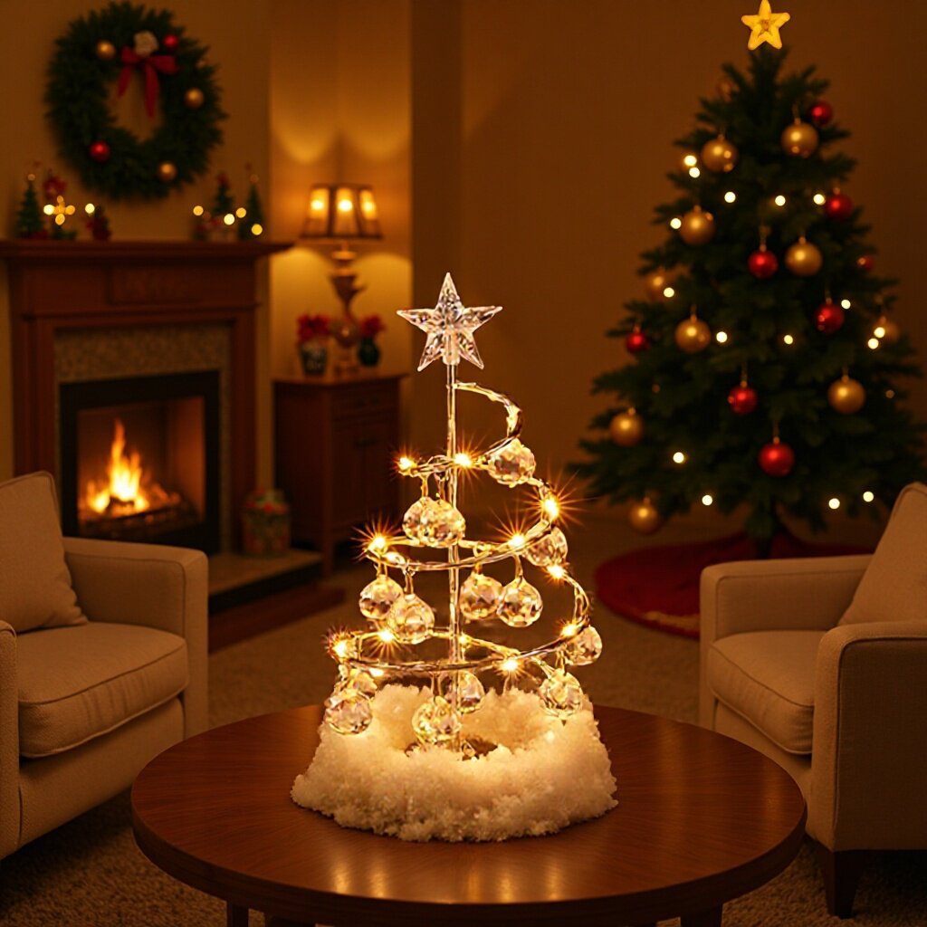 Christmas Decorations Electroplated Iron Tree Led Luminous Crystal Christmas Tree Desktop Decoration Christmas Eve Party Supplies