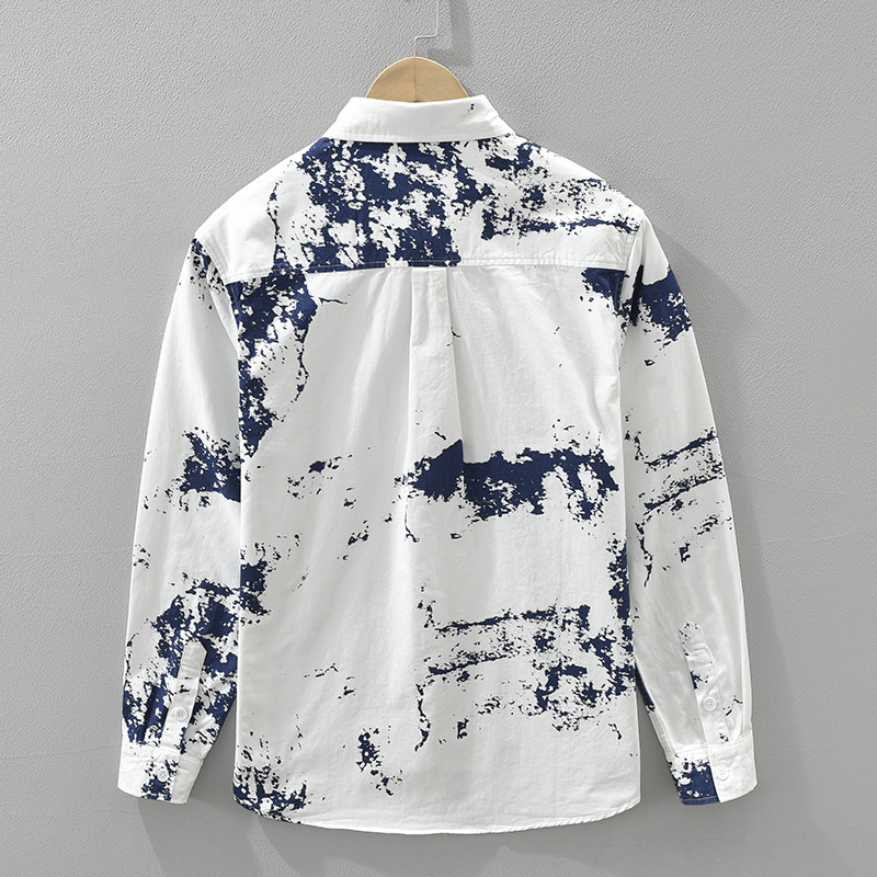 Camicia uomo maniche lunghe stampata casual artistica_voghion.com