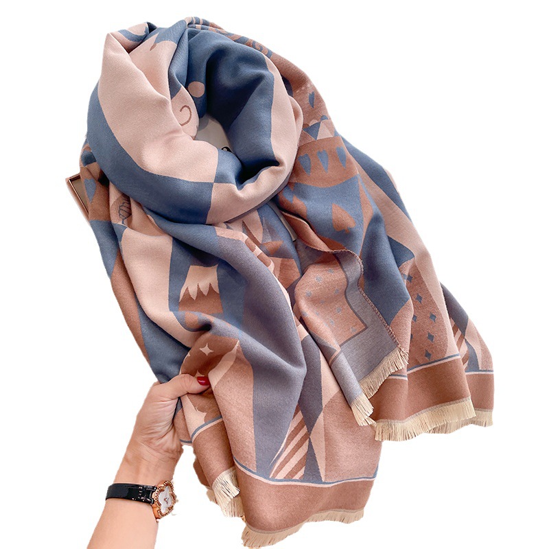 Poker Kingdom Sciarpa double face alla moda da donna in inverno Scialle climatizzato in caldo e versatile imitazione cashmere_voghion.com