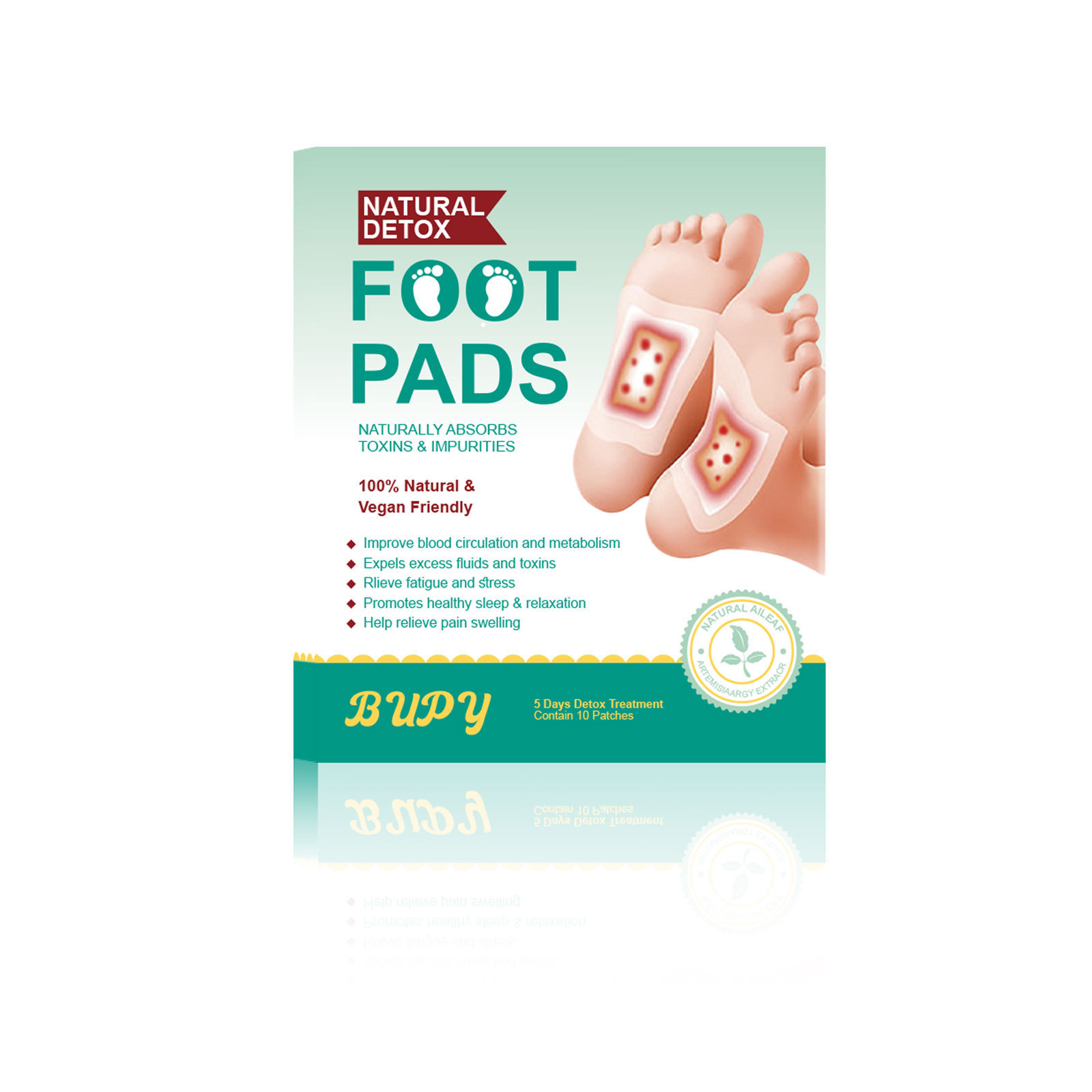 Mugwort and Ginger Foot Patches for All Skin Types 10 Piece Set