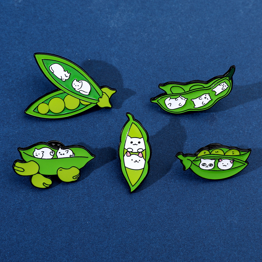 6g Weight Brooches Classification Casual, Daily Occasion Alloy Material Cat, Pea Pattern Unisex Gender Enamel Design Cute Style Cute Pin Cat Pea Alloy Enamel Unisex Brooches 21