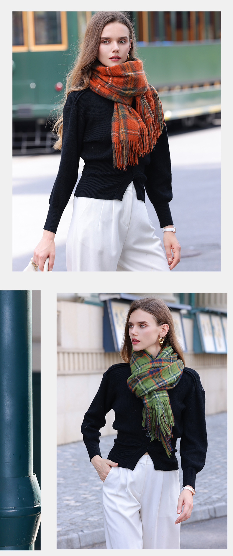 Christmas New Scarf Women's Winter Cashmere Checkered Fashion Versatile Warm Student Ins Tassel Shawl_voghion.com