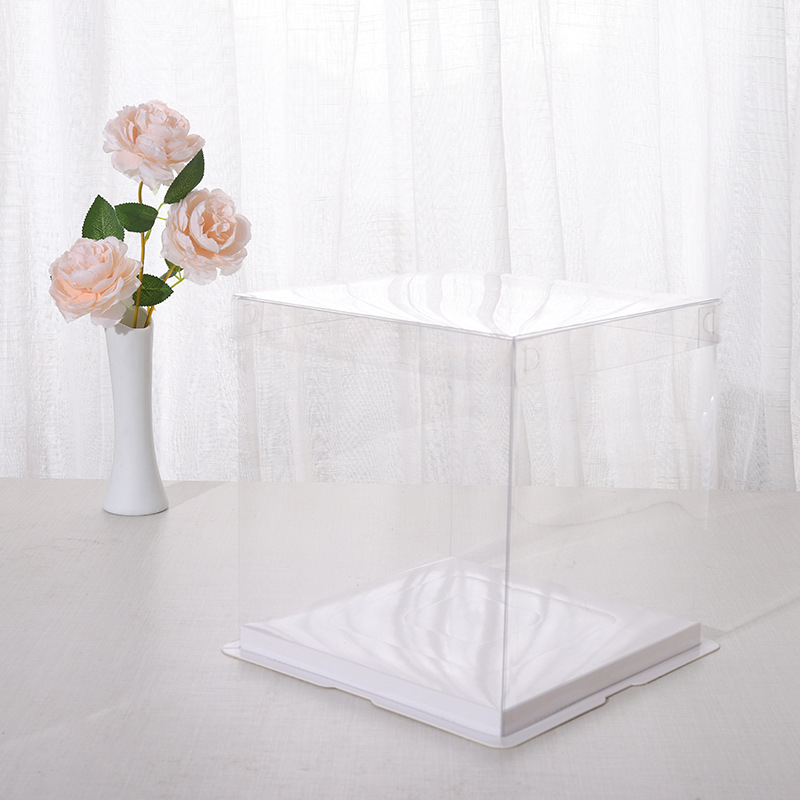 Caja de pastel transparente 4 pulgadas 6 pulgadas 8 pulgadas 10 pulgadas 12 pulgadas sola doble capa mayor cumpleaños hornear embalaje caja de pastel al por mayor
