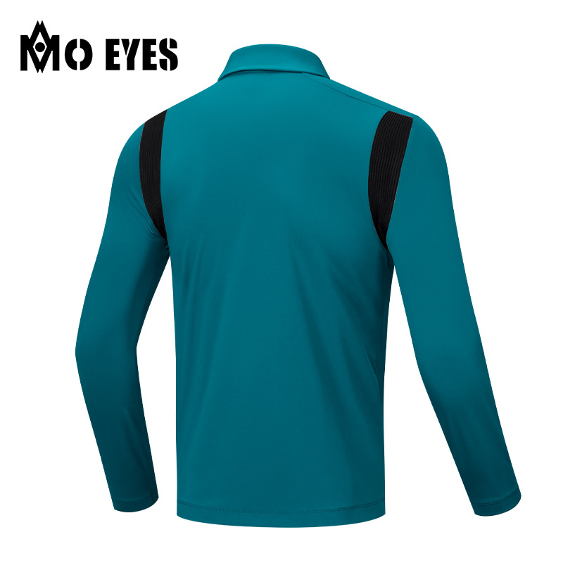 Áo phông golf nam dài tay Moeyes Magic Eye co giãn lót lông mài giữ ấm — M23YF015-màu xanh lam lộng lẫy [bên trong chải], M23YF015-Trắng [bên trong chải], M23YF015-Đen [bên trong chải]