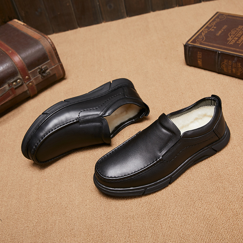 Scarpe casual invernali da uomo in vera lana morbida e pelle, calde e comode_voghion.com