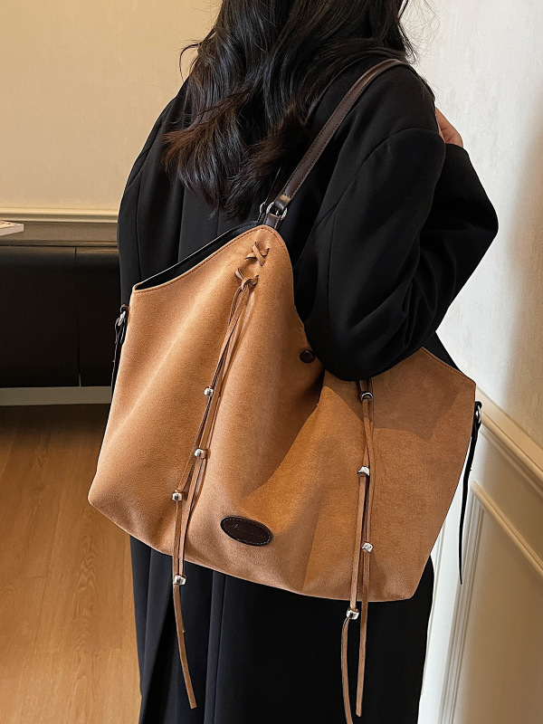 休闲大容量麂皮绒包包女2025新款通勤百搭单肩包秋冬季手提托特包|undefined