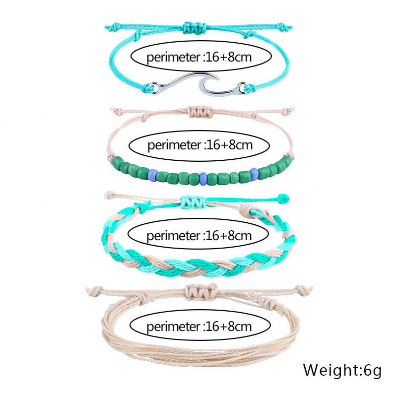 Simple Style Starfish Flower Mixed materials Braid Womenu0027S Bracelets 4 Pieces