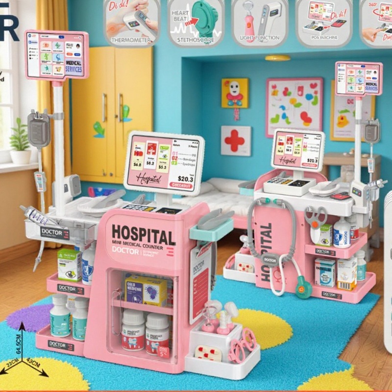 Simulación de inyección infantil transfronteriza estetoscopio termómetro conjunto médico médico mesa médica juguetes médicos caseros