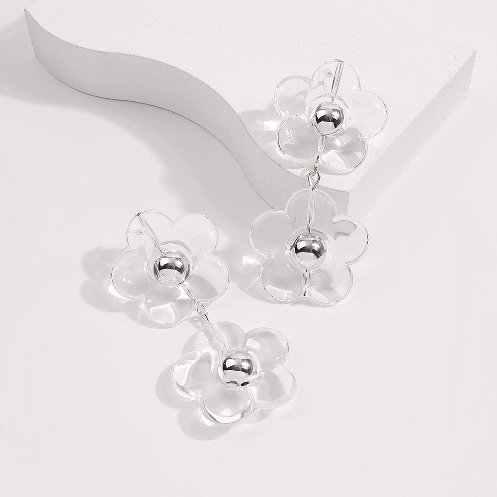 New Transparent Flower Earrings display picture 10