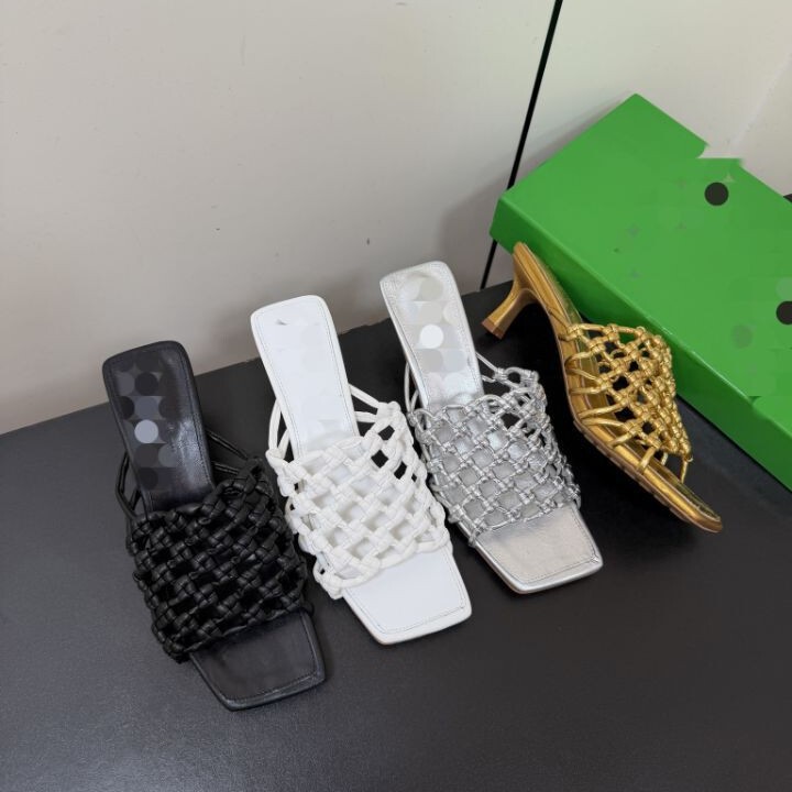 2026 Early Spring Classic New Style Grass Woven Bv Hollow Breathable Fashionable Women's High-Heeled Slippers 2026 Early Spring Classic New Style Grass Woven Bv Hollow Breathable Fashionable Women's High-Heeled Slippers