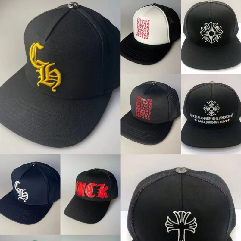 Cross-Border Ch Croton Element Embroidered Mesh Cap Trendy Versatile Large Head Circumference Sunshade Baseball Cap for Men and Women in Stock Wholesale