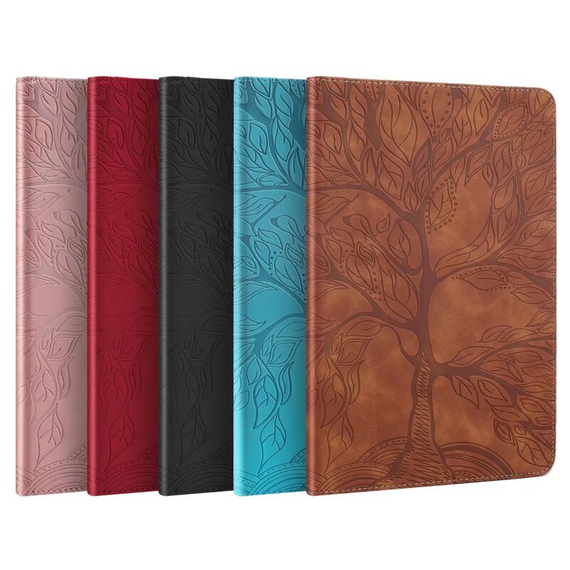 For Amazon Parper white7 e-book leather case Fire HD8 Life Tree Embossed Card Skin