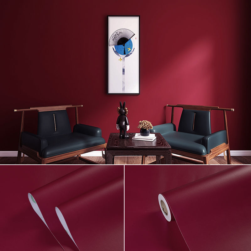 Gabinete de papel autoadhesivo rojo, renovación, muebles viejos, mesa, puerta de gabinete, papel tapiz festivo rojo chino, papel tapiz de boda