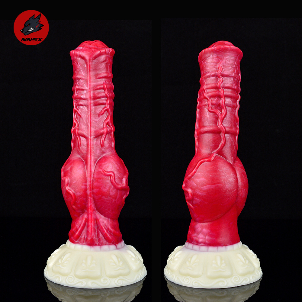 NNSX dog knot penis liquid silicone soft animal dildo couple sex fun…