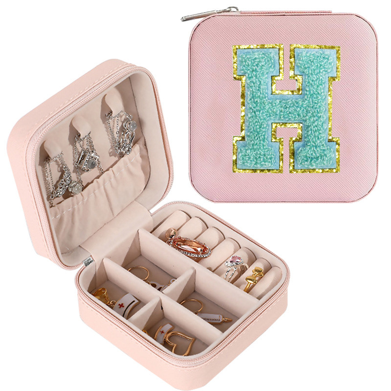 Cross-border de cuero Stud pendientes de gran capacidad de la joyería de la caja de la joyería del anillo caja de almacenamiento portátil