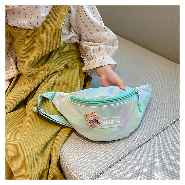 2023 New fashionable and trendy portable laser PU leather children's waist bag, crossbody small bag, sports laser chest waist bag undefined