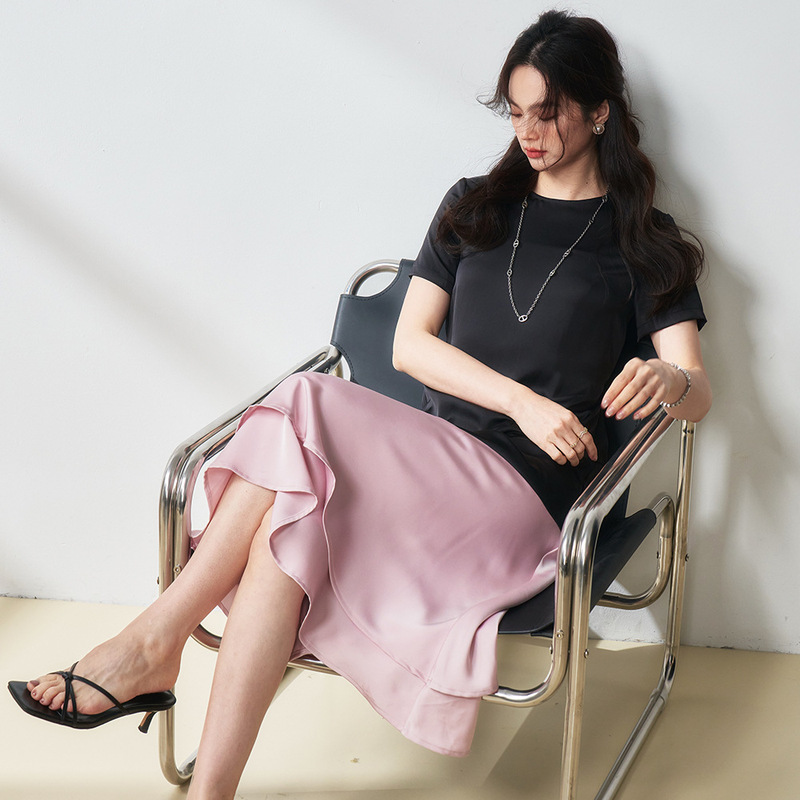 Clearance Sale Spring/Summer French Retro Sweet Ruffled Double-Layer Irregular Splicing Slimming Dress 18416