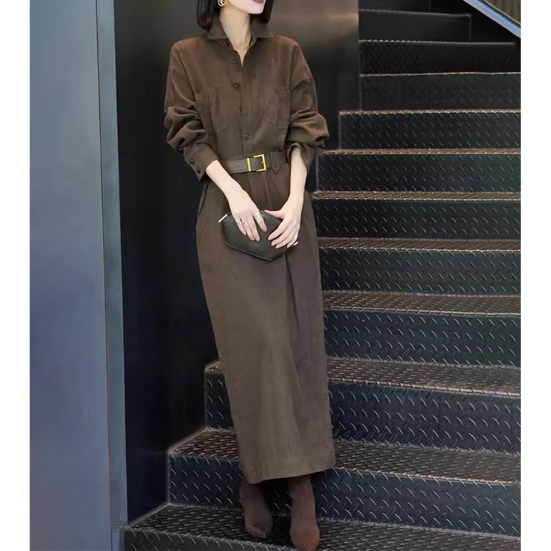 Early Autumn Outfit Unique and Super Pretty Dress High-End Exquisite Elegant for Important Occasions Coffee-Colored Dress