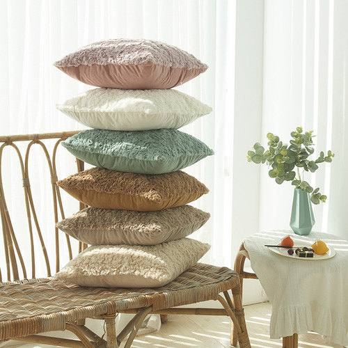 Xuai thickened plush brushed flower sleeping pillowcase living room back pillowcase simple core-free pillowcase