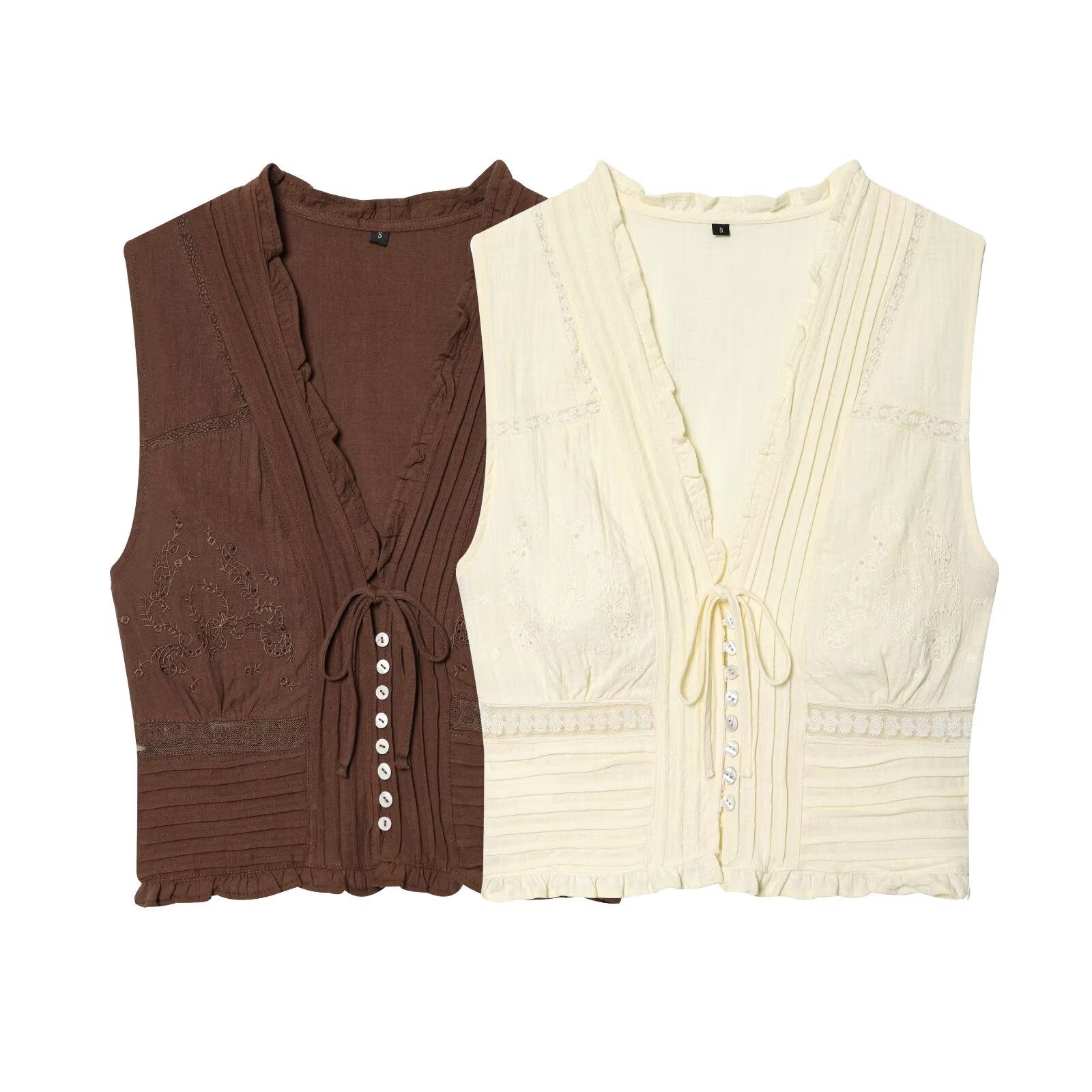 TAOP & ZA mujer verano 2026 nuevo estilo europeo y americano de moda de color sólido tulle bordado blusa 7521016