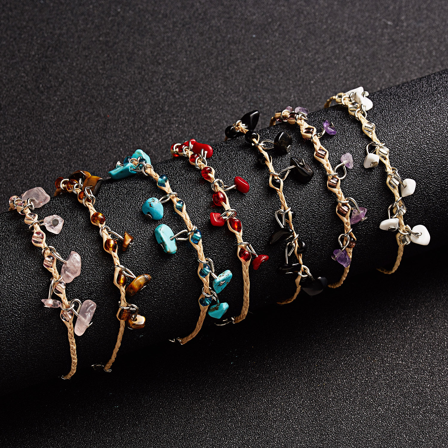 Fashion Geometric Alloy Knitting Natural Stone Bracelets
