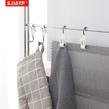 日式家用浴室橫桿防風二合一掛鈎衣帽鈎多功能收納固定晾曬小夾子